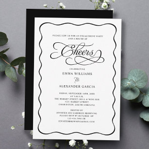 Cheers Wedding Engagement Party Wavy Frame Einladung