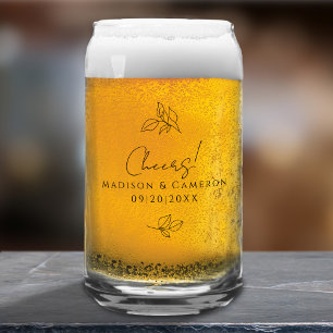 Cheers Wedding Verlobung Botanische Blätter Schwar Dosenglas