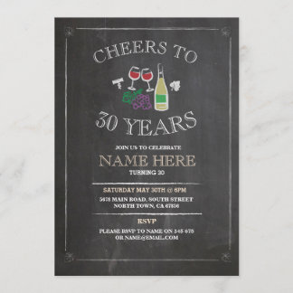 Cheers Wein Verkostung Chalkboard Geburtstag Einla Einladung