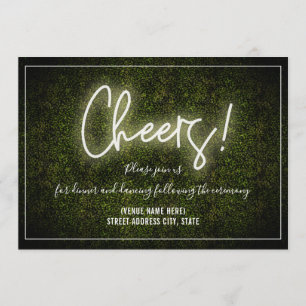 Cheers White Neon Boxwood Hochzeitsempfang Einladung