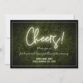 Cheers White Neon Boxwood Hochzeitsempfang Einladung