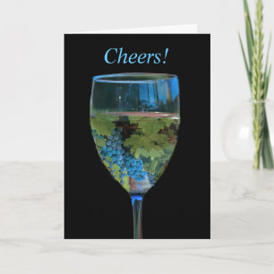 Cheers Wine Happy Birthday Card Karte