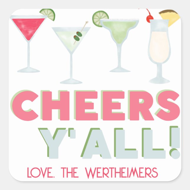 Cheers Y'all Happy Hour Sticker (Vorderseite)