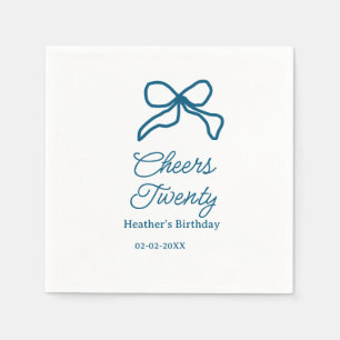 Cheers zwanzig blaue Geburtstags-Schleife Name Dat Serviette
