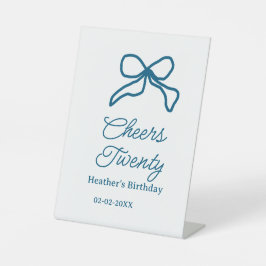 Cheers zwanzig blaue Geburtstagsschleife Name Datu Sockelschild