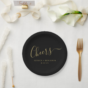 Cheert Minimalistische klassische Black Gold Custo Pappteller