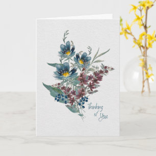 Cheery Blue Anemone Denken Sie an Ihre Wasserfarbe Karte