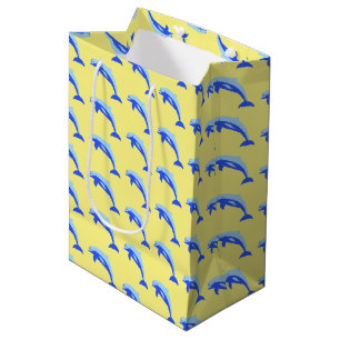 Cheery Blue Jumping Dolphin Ocean Cartoon Mittlere Geschenktüte