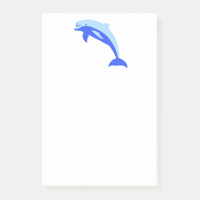 Cheery Blue Jumping Dolphin Ocean Cartoon Post-it Klebezettel (Vorderseite)