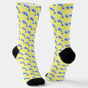 Cheery Blue Jumping Dolphin Ocean Cartoon Socken