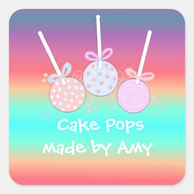 Cheery Cake Pops Quadratischer Aufkleber (Vorderseite)