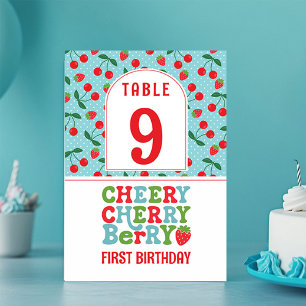 Cheery Cherry Berry Erste Geburtstagsfeier Tischnu Tischnummer