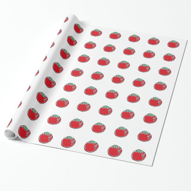 Cheery Cherry Tomato Cartoon Geschenkpapier (Ungerollt)