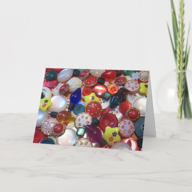 Cheery Christmas Button Collage Feiertagskarte (Vorderseite)