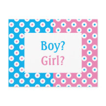 Cheery Polka-Dotted Gender Reveal Einladung Postca