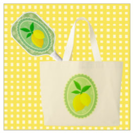 Cheery Retro Sunny Yellow Lemon Jumbo Stoffbeutel