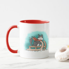 Cheery Winter Cartoon Cat Tasse