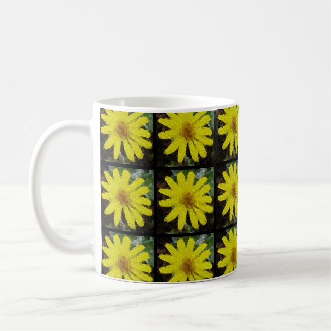 Cheery Yellow Daisy - Mosaikfliesen - Kaffeetasse (Links)