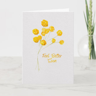 Cheery Yellow Watercolor Flowers Feel Better Soon Karte