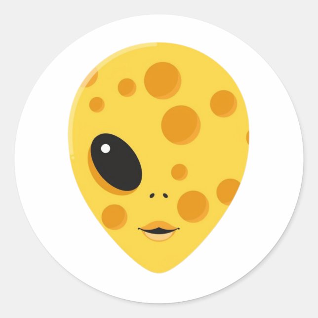Cheese Alien – Funny Dairy Art Runder Aufkleber (Vorderseite)
