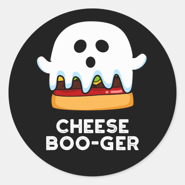 Cheese Boo ger Funny Ghost Pun Dark BG Runder Aufkleber (Vorderseite)