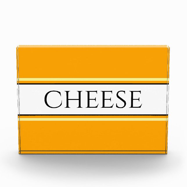 CHEESE Fun Hellgoldgelbe Streifen Fotoblock (Vorderseite)