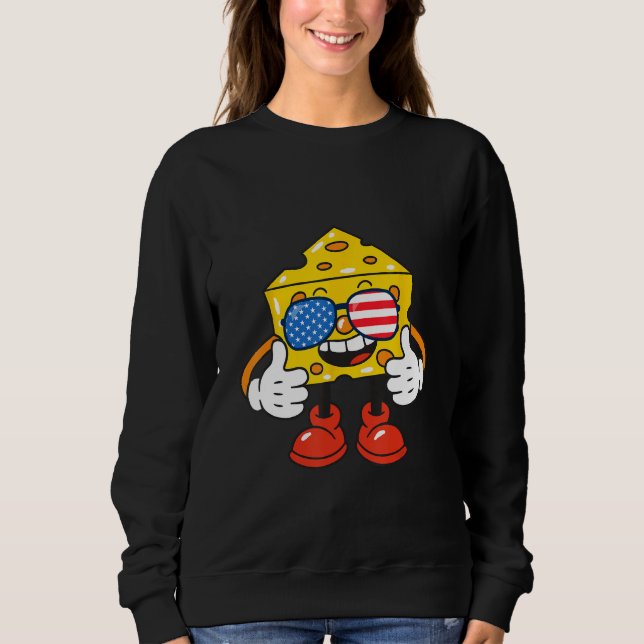 Cheese Sunglasses American Flag USA 4th Of July Sweatshirt (Vorderseite)