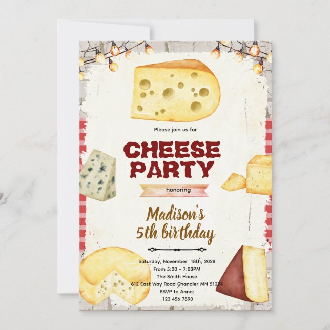 Cheese theme party invitation einladung (Vorderseite)