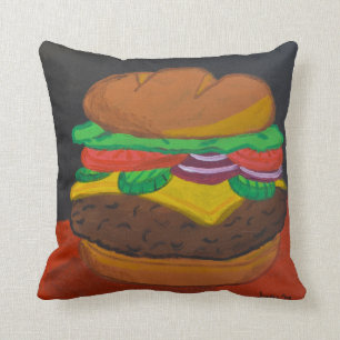 Cheeseburger 16 x quadratisches Kissen 16