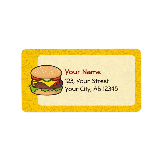 Cheeseburger Adressaufkleber (Vorne)