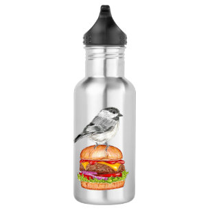Cheeseburger Bird Black Capped Chickadee Edelstahlflasche