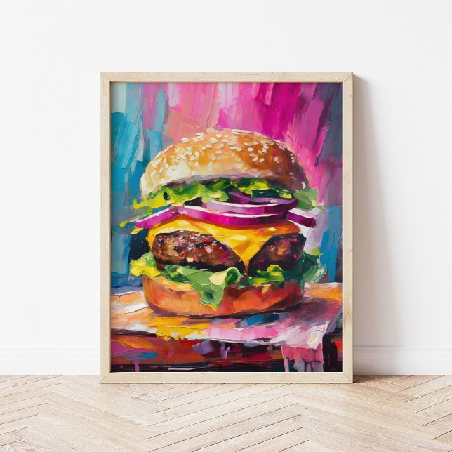 Cheeseburger Bunte Moderne Abstrakte Kunst Poster (Von Creator hochgeladen)
