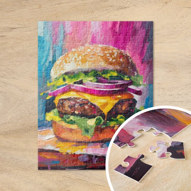 Cheeseburger Bunte Moderne Abstrakte Kunst Puzzle (Von Creator hochgeladen)