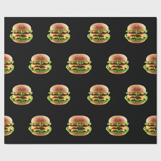 Cheeseburger Burger Fast Food Hamburger Geschenkpapier (Saum)
