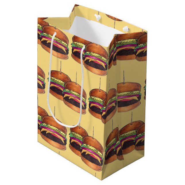 Cheeseburger Burger Hamburger Slider Bar Food Mittlere Geschenktüte (Vorderseite Schrägansicht)