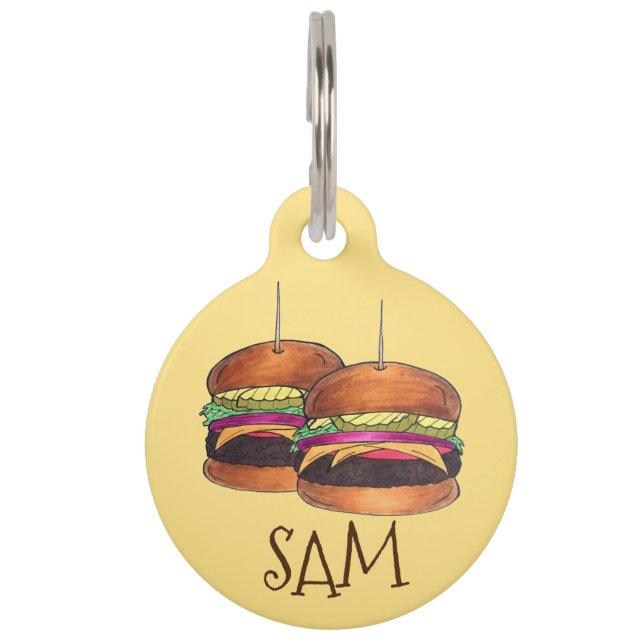 Cheeseburger Burger Hamburger Sliders Bar Pub Haustiermarke (Vorderseite)