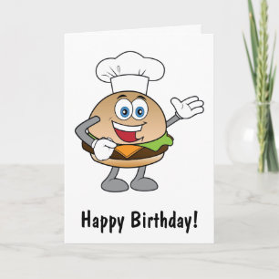 Cheeseburger Cartoon Happy Birthday Karte