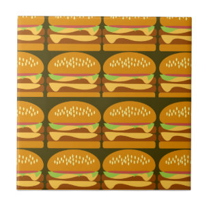 Cheeseburger Cartoon Muster Design Yummy Fun Fliese