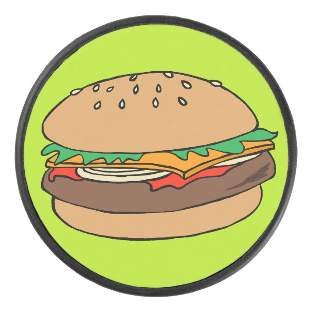 Cheeseburger Design Eishockey Puck (Vorderseite)