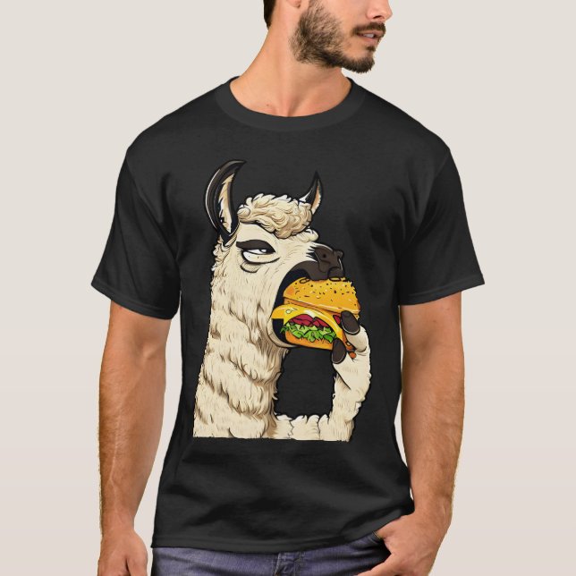 Cheeseburger eating llama friends T-Shirt (Vorderseite)