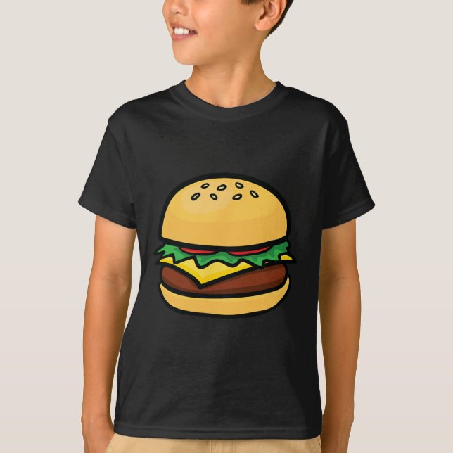 Cheeseburger Emoticon Hamburger Cheese Bbq  T-Shirt (Vorderseite)