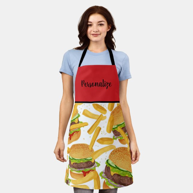 Cheeseburger & Fritten Schürze (Getragen)