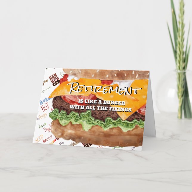 Cheeseburger Funny Retirement Feiertagskarte (Vorderseite)