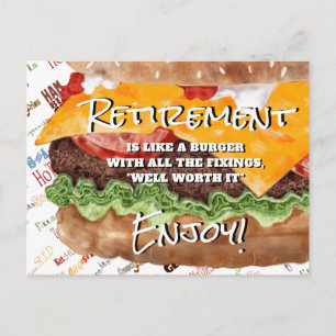 Cheeseburger Funny Retirement Postkarte