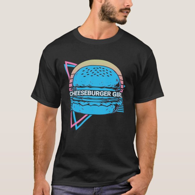 Cheeseburger Girl  Burger Retro T-Shirt (Vorderseite)
