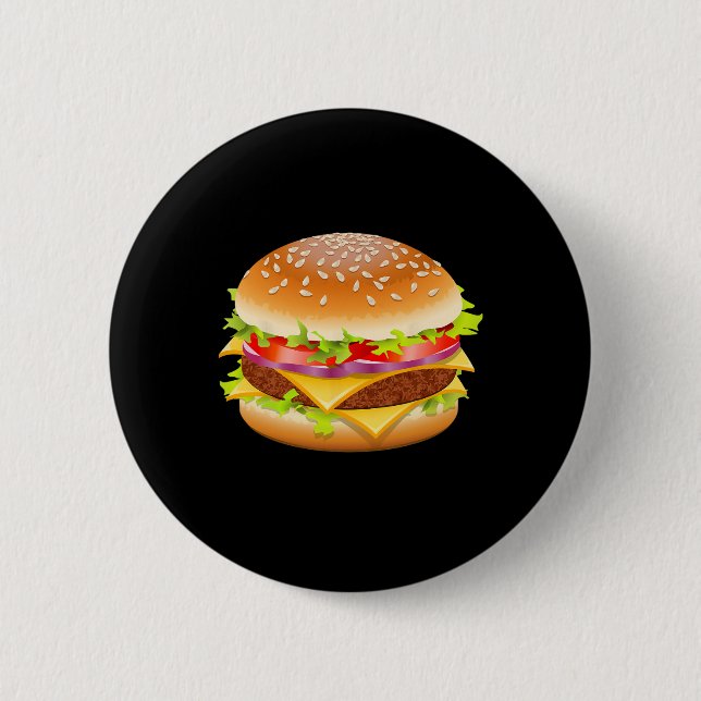 Cheeseburger Hamburger Burger Funny Food Halloween Button (Vorderseite)