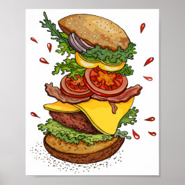 Cheeseburger Hamburger Burger Funny Food Poster
