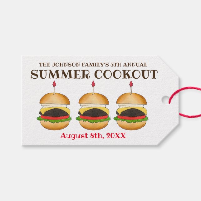 Cheeseburger Hamburger Burger Picnic Barbecue GRIL Geschenkanhänger (Vorderseite (Horizontal))