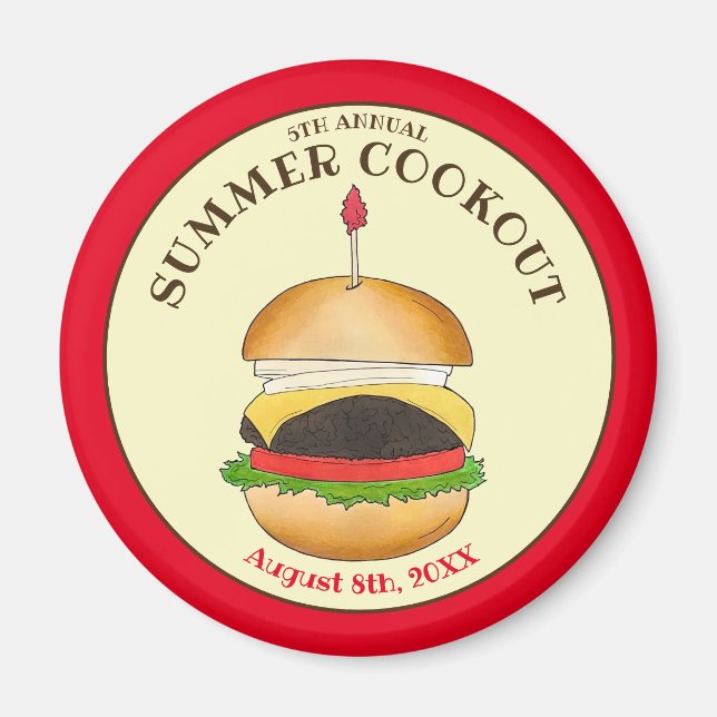 Cheeseburger Hamburger Burger Picnic Barbecue GRIL Magnet (Vorne)