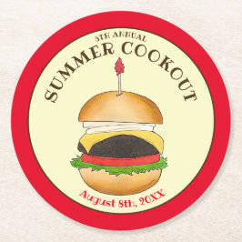 Cheeseburger Hamburger Burger Picnic Barbecue GRIL Runder Pappuntersetzer